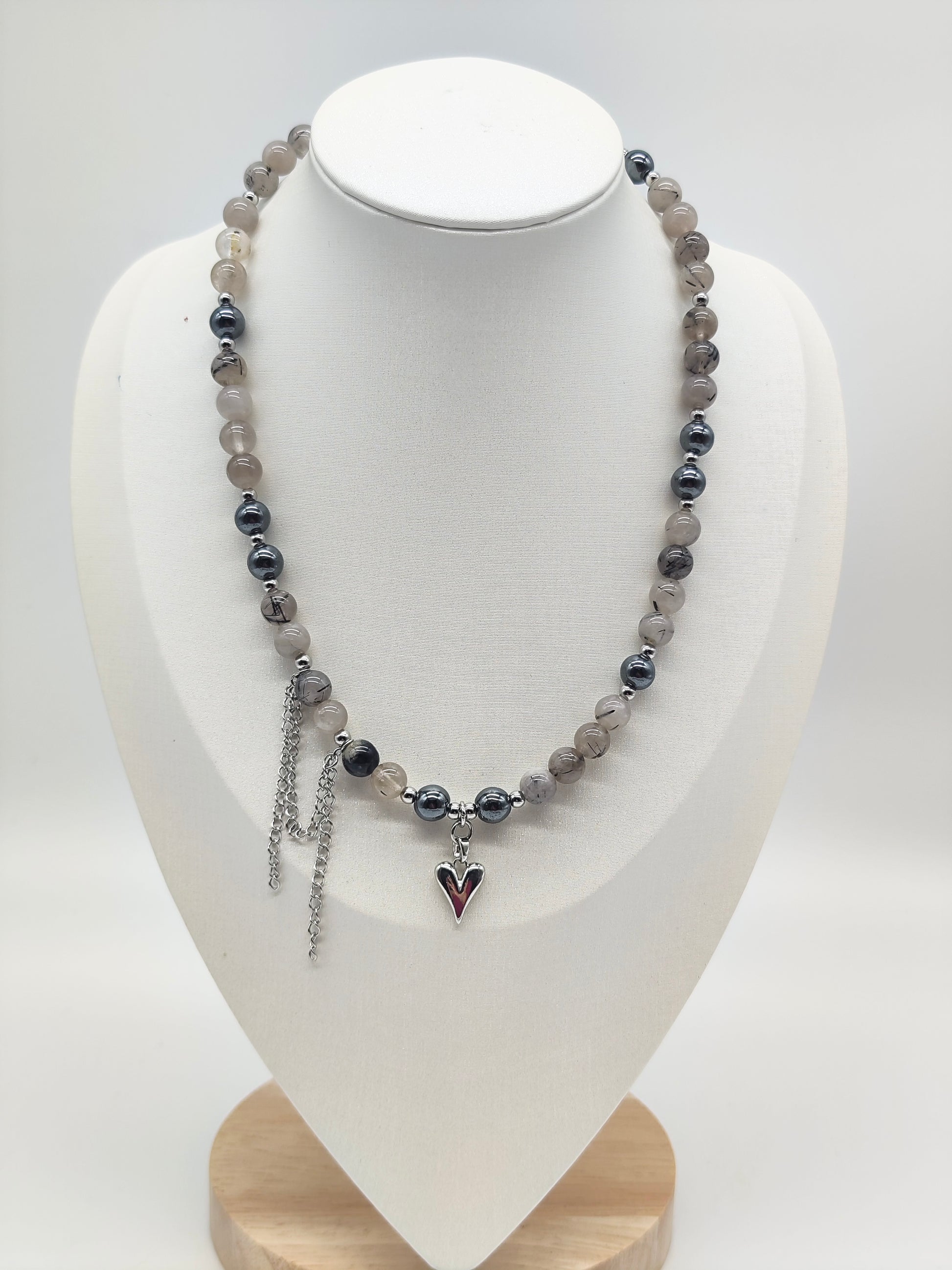 Collar artesanal Aura Gris