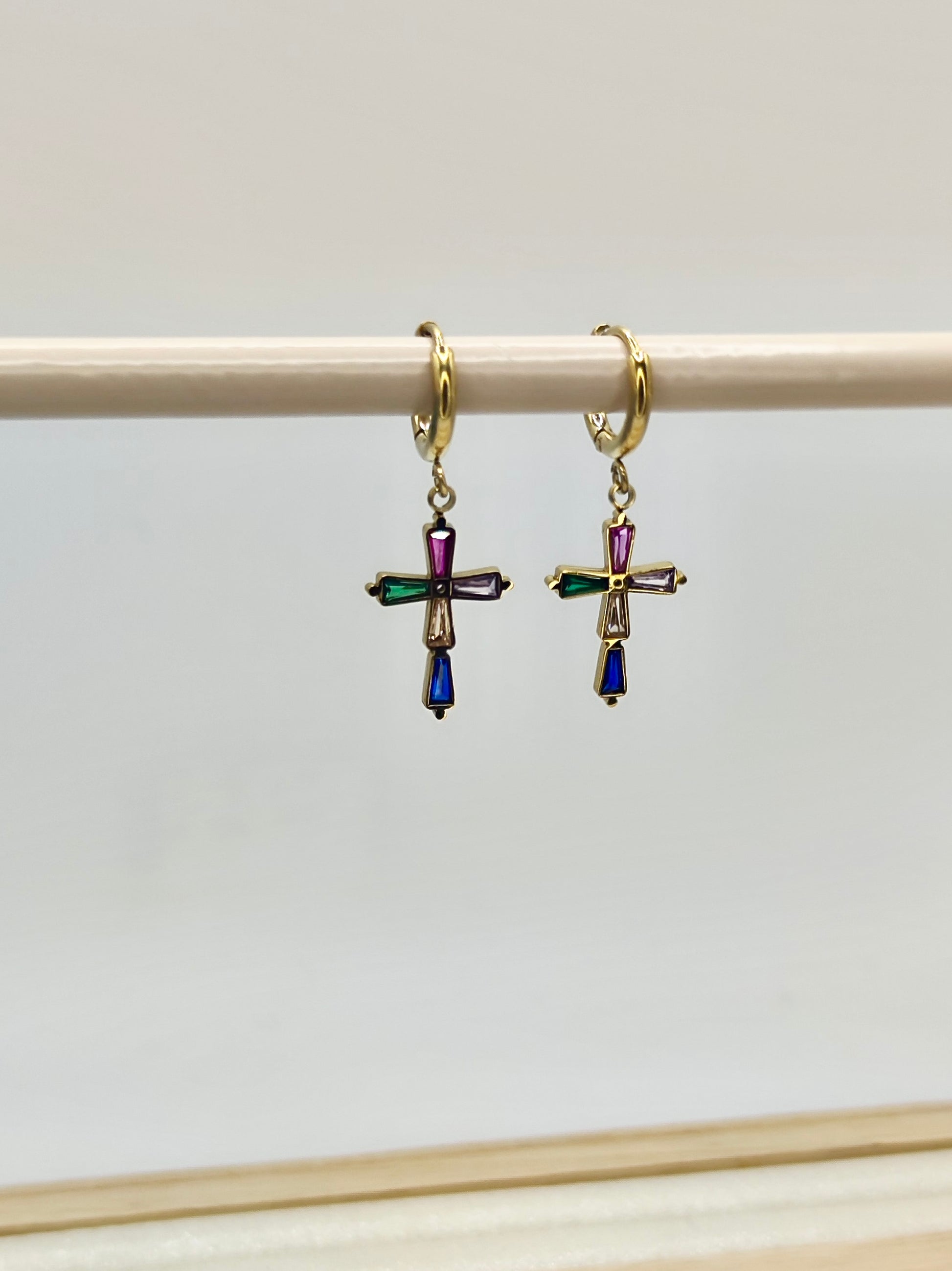 Pendientes Cruz Multicolor
