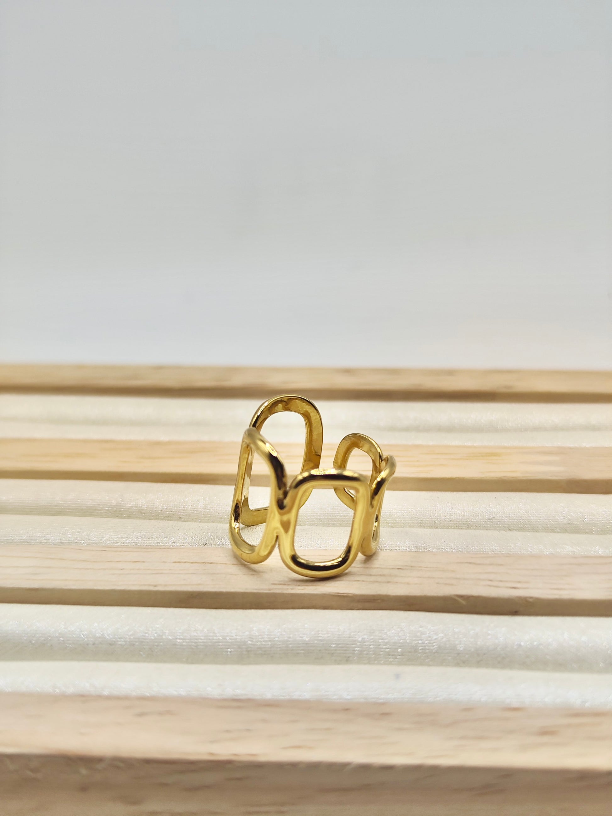 Anillo Eslabón – Dorado Ajustable