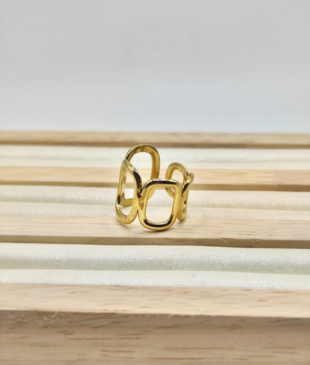 Anillo Eslabón – Dorado Ajustable
