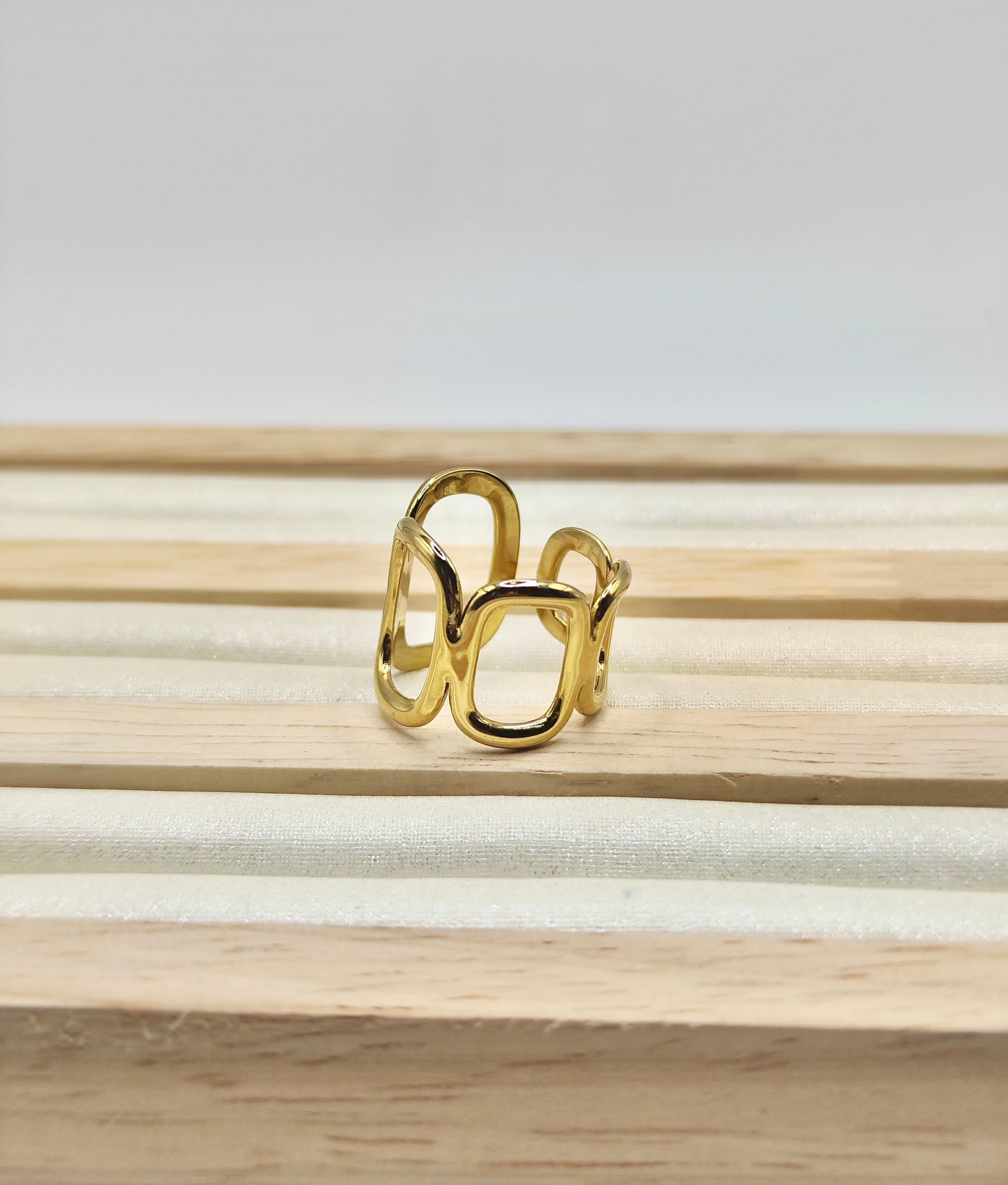 Anillo Eslabón – Dorado Ajustable