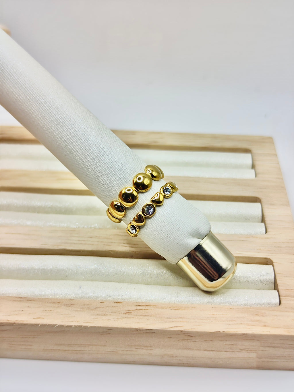 Set de Anillos Dúo Esferas – Dorado y Plateado Ajustables