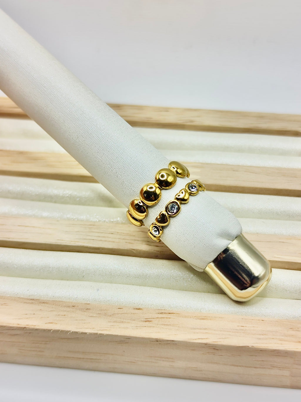 Set de Anillos Dúo Esferas – Dorado y Plateado Ajustables